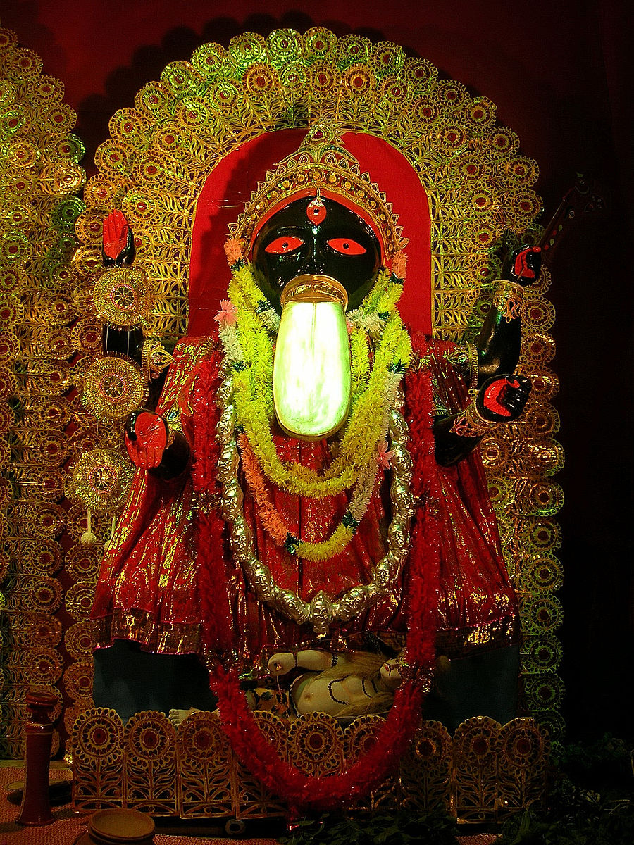Goddess Kali idol decorated for Kali Puja
