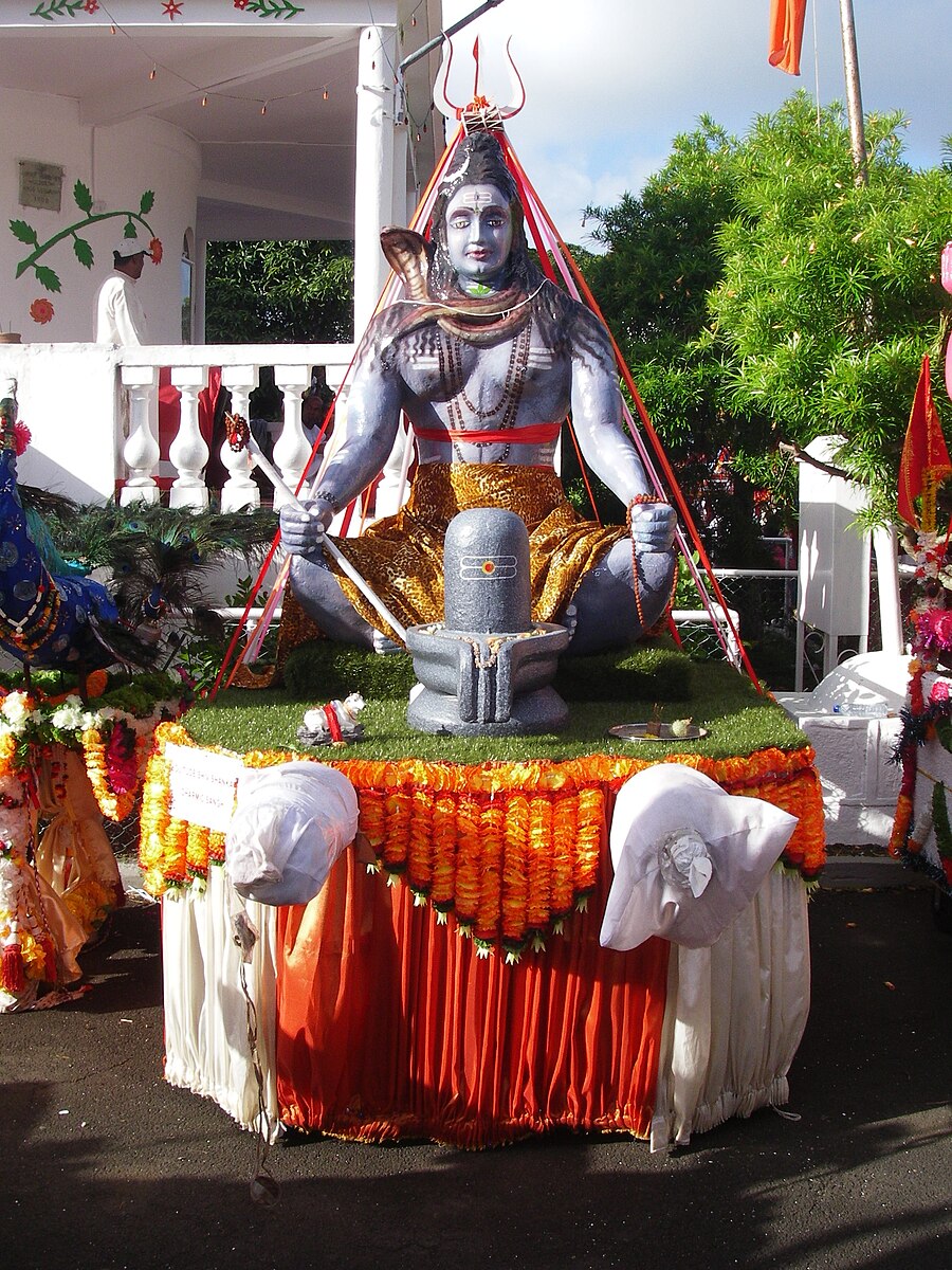 Lord Shiva meditating with Shiva Lingam, decorated for Maha Shivratri